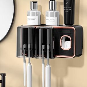 Black Wall-Mounted Bathroom Organizer